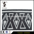 jersey plain dyed geometric triangle black and white acrylic scarf with long white tassels